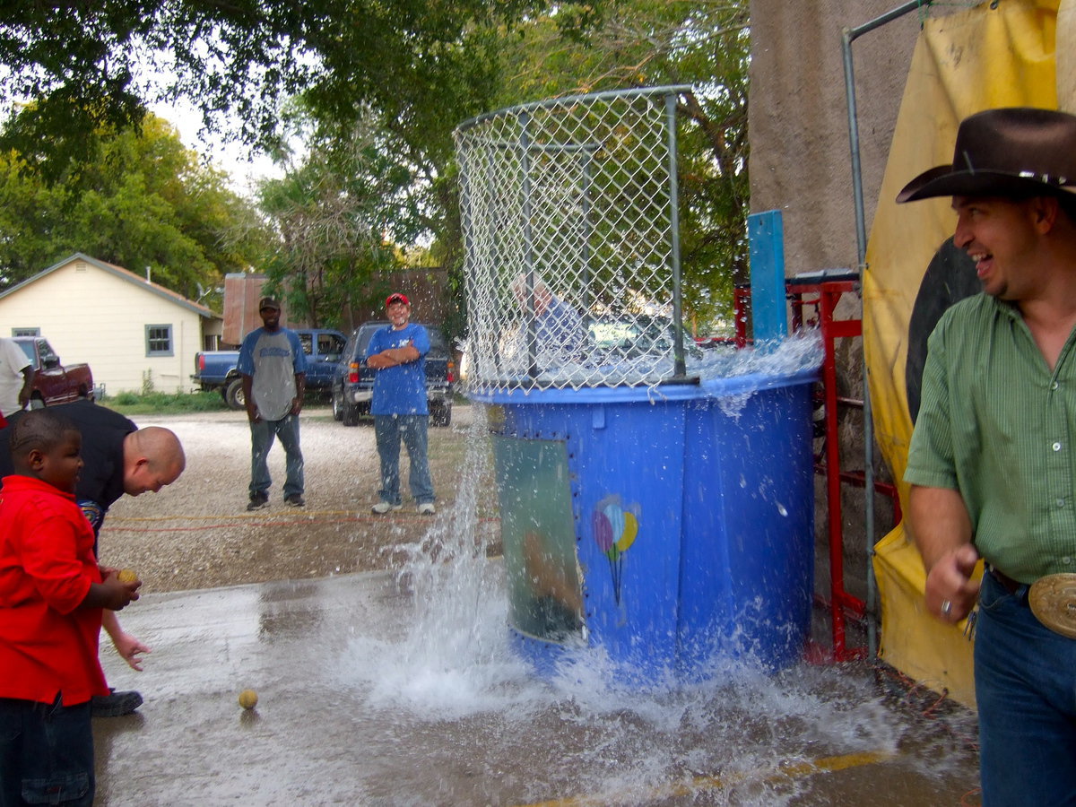 Image: He hit the target and down went Chief Phoenix with a big splash.