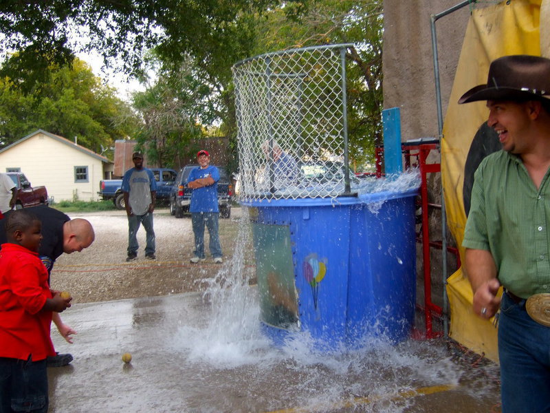 Image: He hit the target and down went Chief Phoenix with a big splash.