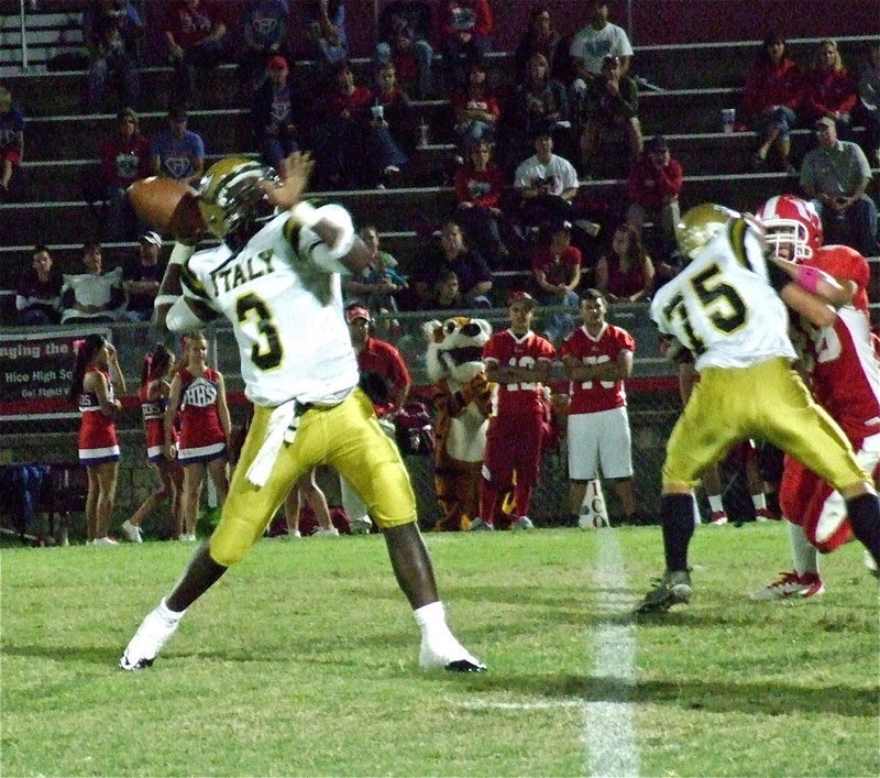 Image: Left tackle Cody Medrano(75) gives Marvin Cox(3) time to throw from the pocket.