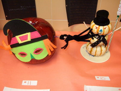 Image: A witch jack-o’-lantern along with a scary looking snowman.