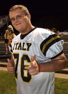 Image: Gladiator Colin Newman(76) is proud of his teammates for taking down the Bobcats.