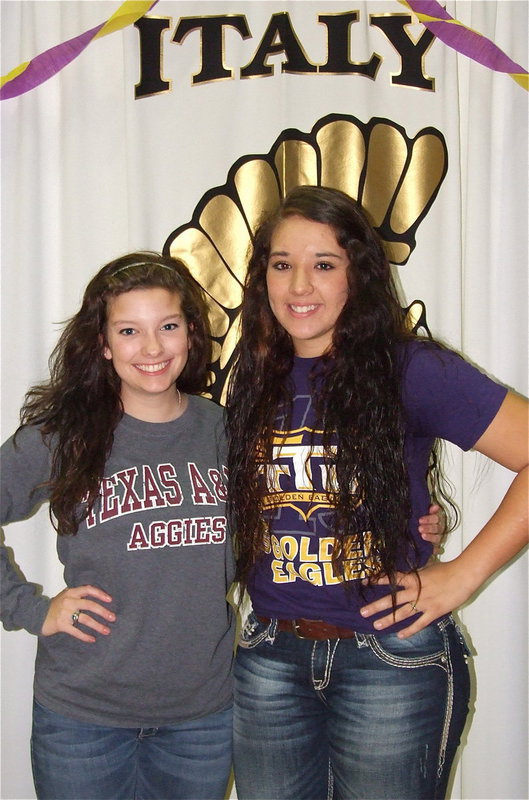 Image: Lady Gladiator teammates and fellow seniors Morgan Cockerham and Alyssa Richards celebrate Richards’ choosing Tennessee Tech University to play softball.