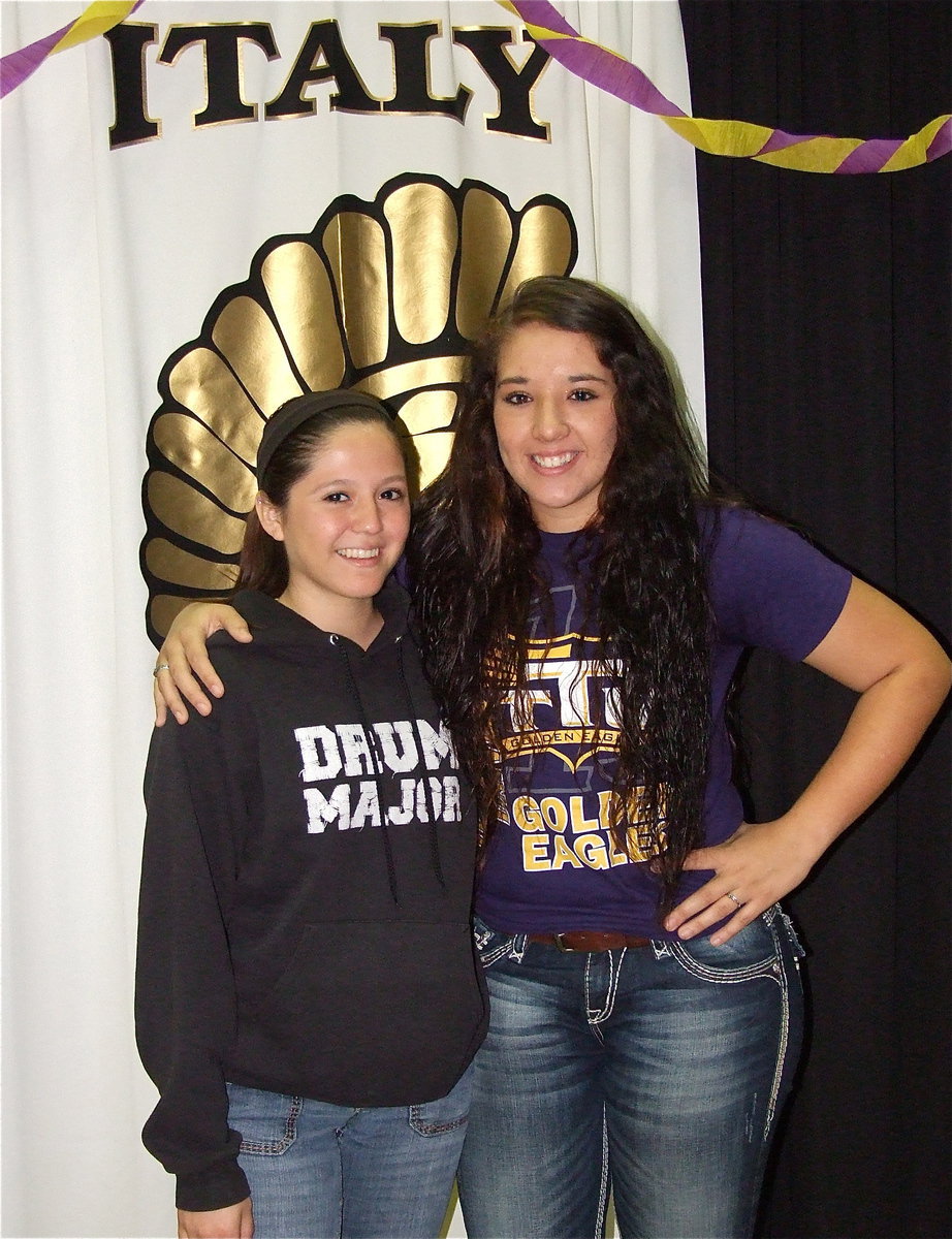 Image: Fellow senior Paola Mata congratulates her classmate, Alyssa Richards, on choosing Tennesse Tech to play her college softball.