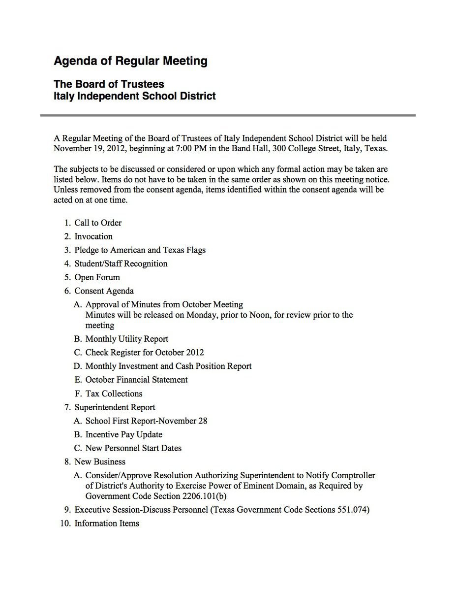 Image: Agenda – page 1