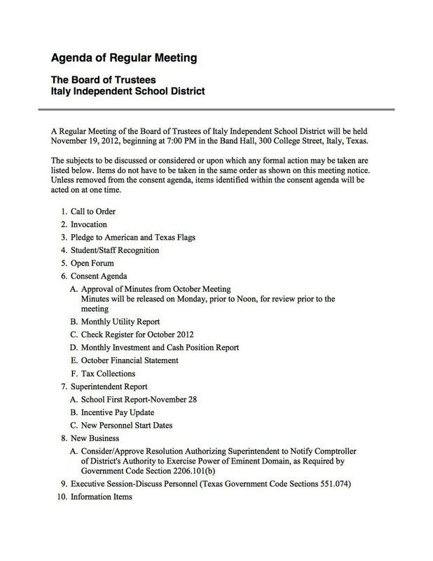 Image: Agenda – page 1