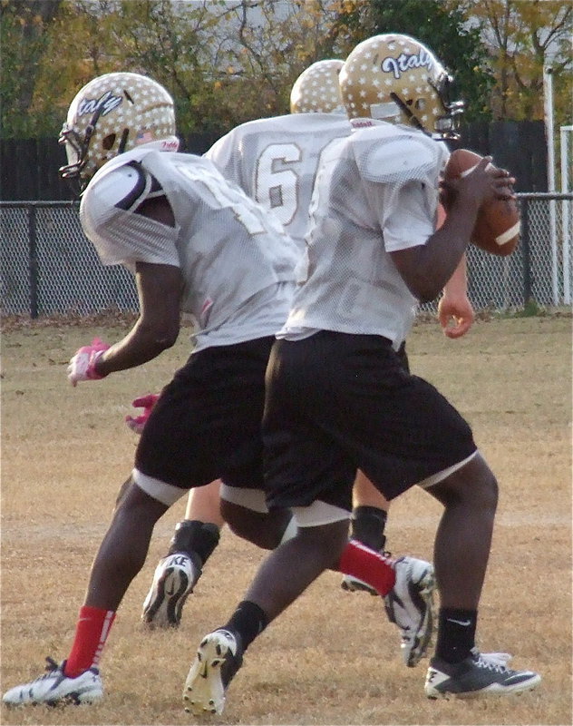 Image: Ryheem Walker(10), Marvin Cox(3) and Kevin Roldan(60) hope to leave Honey Grove in their rearview mirrors.