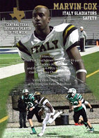 Image: Italy Gladiator defensive safety Marvin Cox(3) is named the Central Texas Defensive Player Of The Week with 3 interceptions (Returning 2 of the picks 93 and 94 yards for a pair of defensive touchdowns), 6 tackles (4 solos) and 4 PBUs (passes broken up).