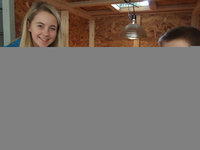 Image: This is Britney and Tanner Chambers second year showing animals at the Expo. This year Elmo and Glitzy will be living “high on the hog” at the Ag barn.