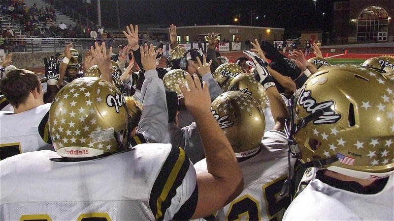 Image: Leading 6-3, Italy Gladiator head coach Hank Hollywood rallies his troops for the fourth-quarter during their quarterfinal matchup against the Goldthwiate Eagles this past Friday at Tiger Stadium in Glen Rose. The Gladiators scored on the first play of final quarter and then contained the Eagles to eventual win 14-3.