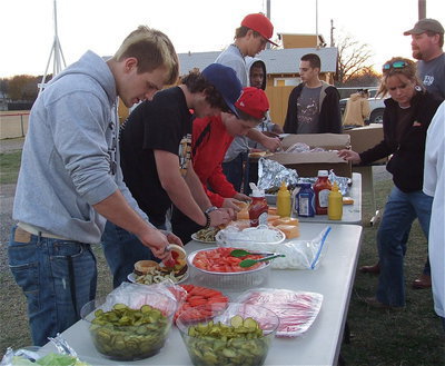 Image: Gladiators Chase Hamilton(2), Kyle Fortenberry(66), John Escamilla(56), Cole Hopkins(9), Jalarnce Lewis(21) and Cody Medrano(75) hit the food line putting it all on the line against Goldthwaite.