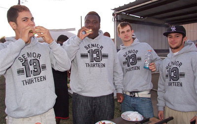 Image: Senior Gladiators Reid Jacinto, Adrain Reed, Chase Hamilton and Caden Jacinto feast like kings.
