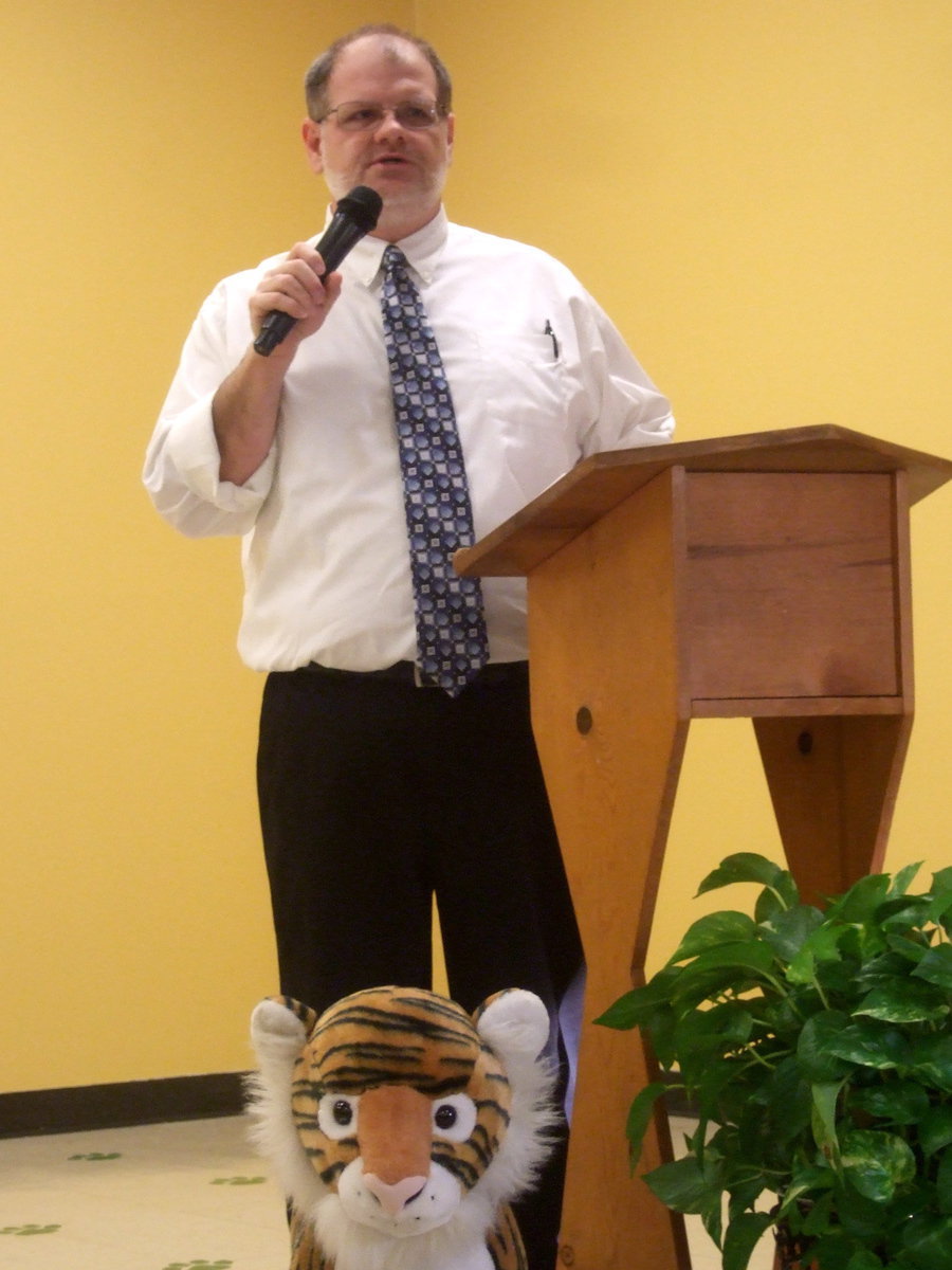 Image: Mr. Harvel (science teacher) brags about how well the students did with the science fair.