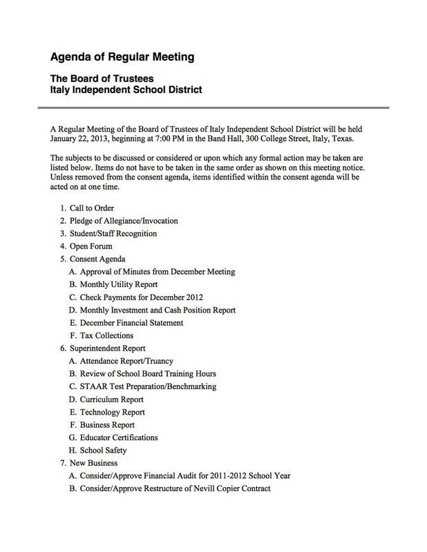 Image: Agenda – pg 1