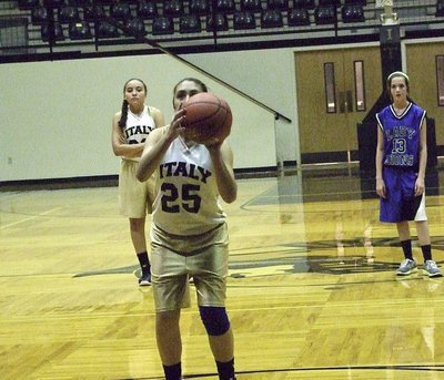 Image: Vanessa Cantu(23) looks on as Elizabeth Garcia(25) tries a free-throw.