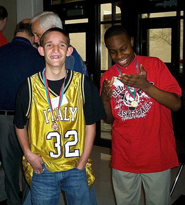 Image: Italy’s Nathan Brock enjoys meeting other Special Olympic athletes from other competing schools.