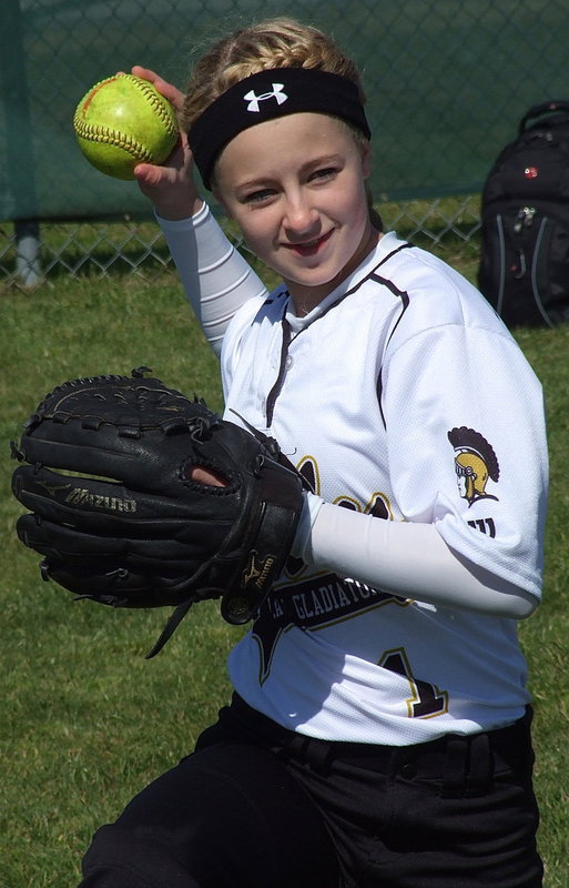 Image: Freshman Britney Chambers takes advantage of her chances to play varsity softball.