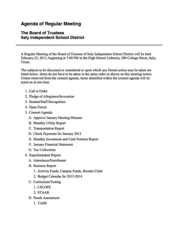 Image: Agenda: page 1