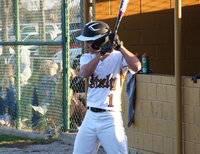 Image: Levi McBride(1) is ready for Itasca’s pitcher.