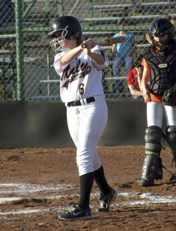 Image: Italy freshman Hannah Washington(6) battles at the plate against Avalon.