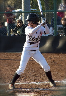 Image: Bailey Eubank(1) stands tall at the plate for Italy.