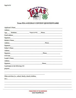 Image: Essay Contest Questionnaire