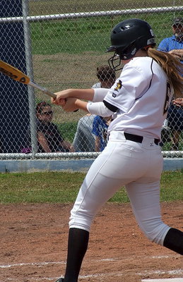 Image: Lady Gladiator’s freshman DH, Hannah Washington(6) tries to get on base with a hit.