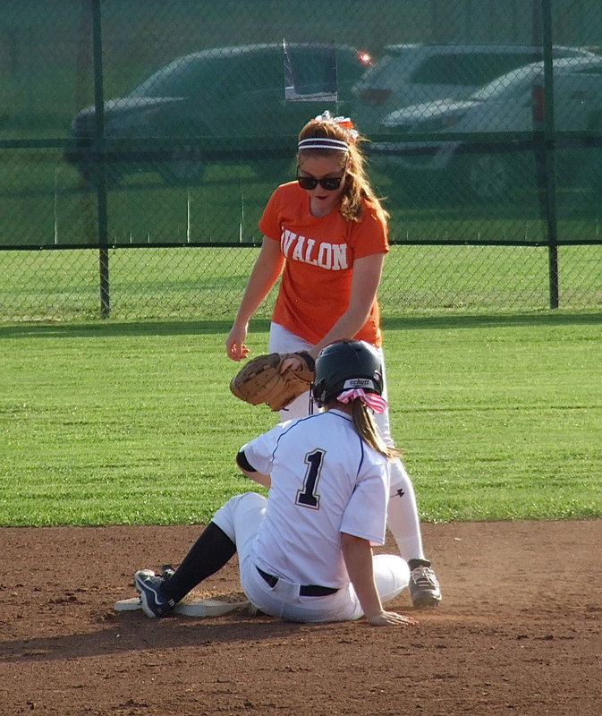 Image: Sliding safely into second base is Italy’s Bailey Eubank(1).