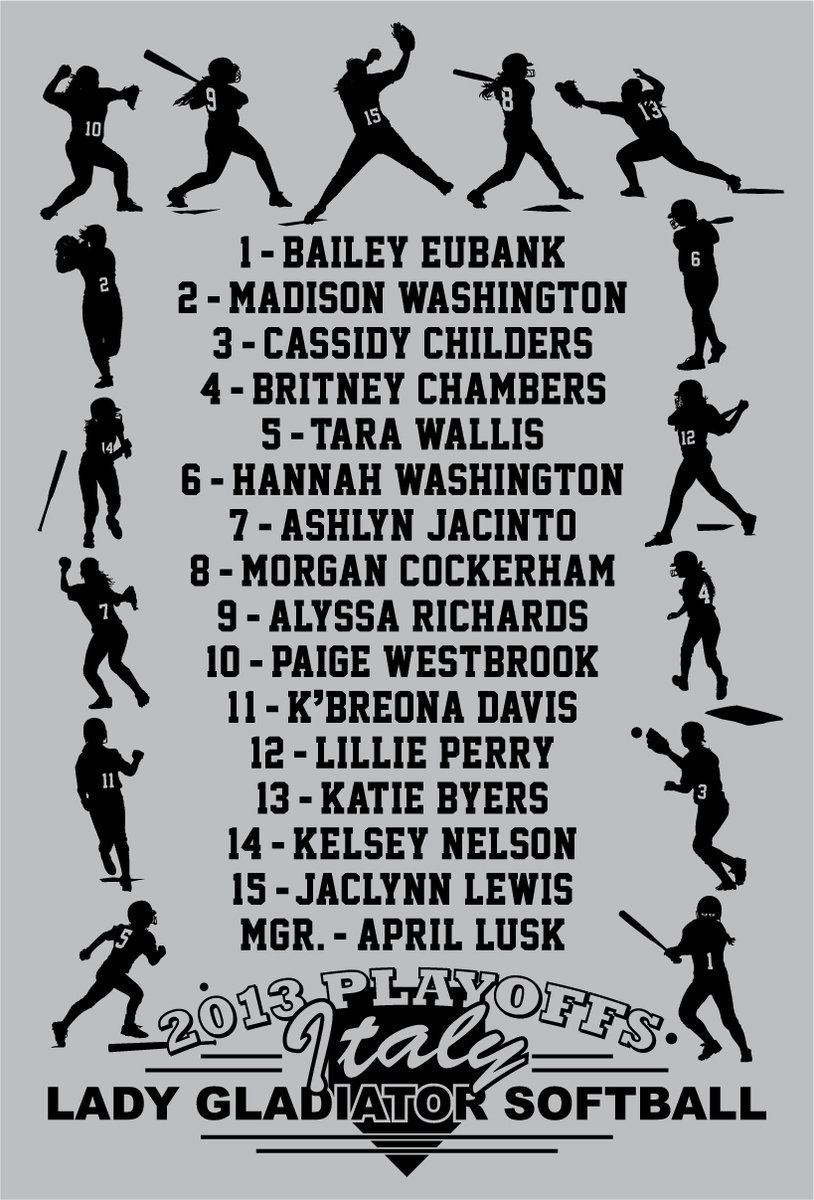 Image: Actual Lady Gladiator action silhouettes create a unique design on the back of this 2013 playoff shirt. Let the ladies know you’ve got their backs and order your shirt today!