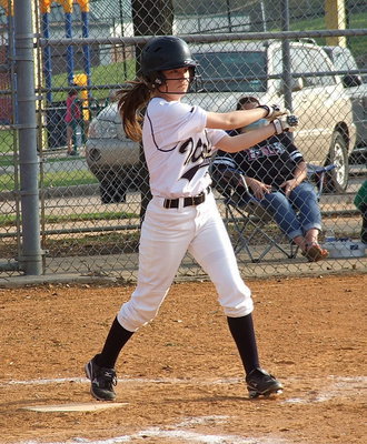 Image: Italy freshman Cassidy Childers(3) duels with Faith Family’s pitcher.