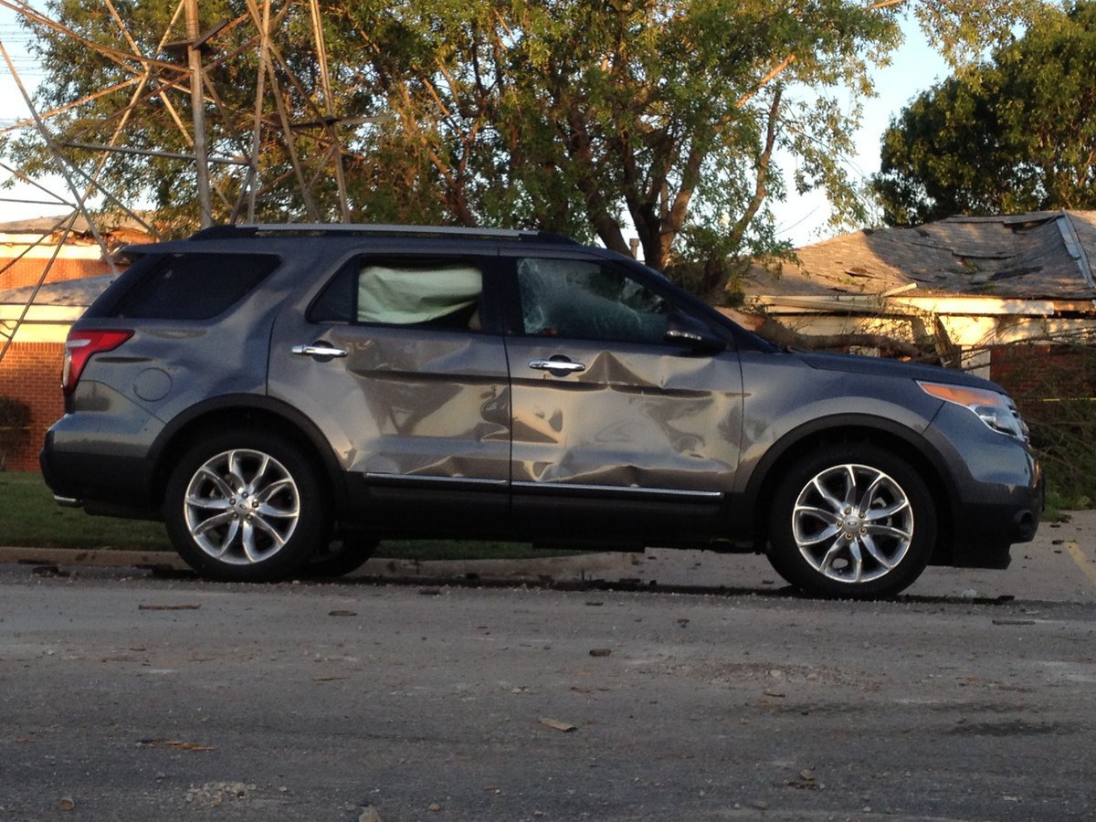 Image: The explosion’s impact on a car parked near the plant.