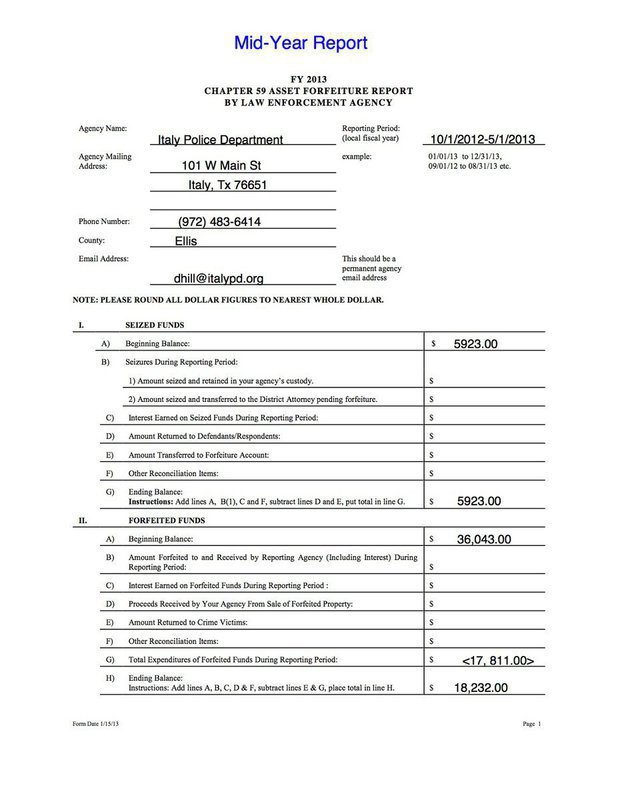 Image: Asset Forfeiture Report – page 1