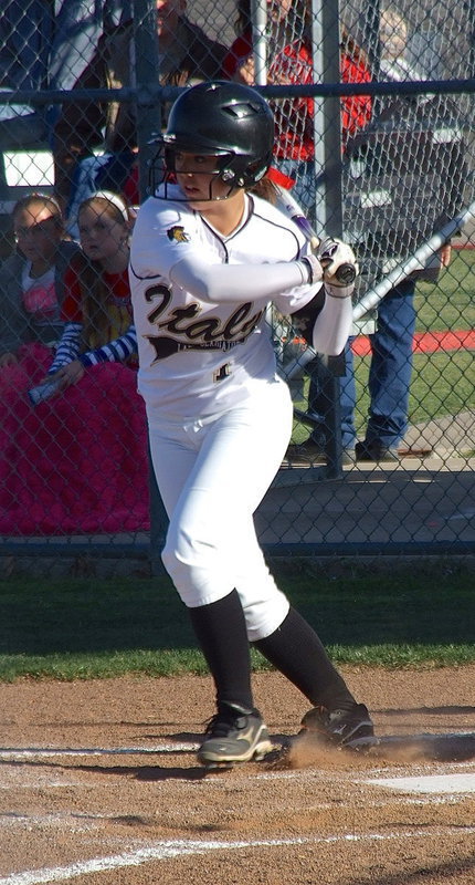 Image: Slap hitter Bailey Eubank(1) attacks a Gorman pitch.