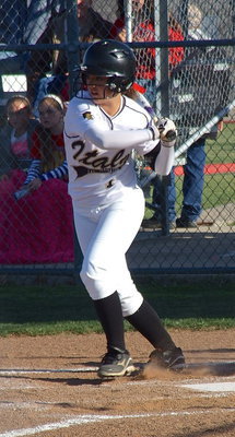 Image: Slap hitter Bailey Eubank(1) attacks a Gorman pitch.