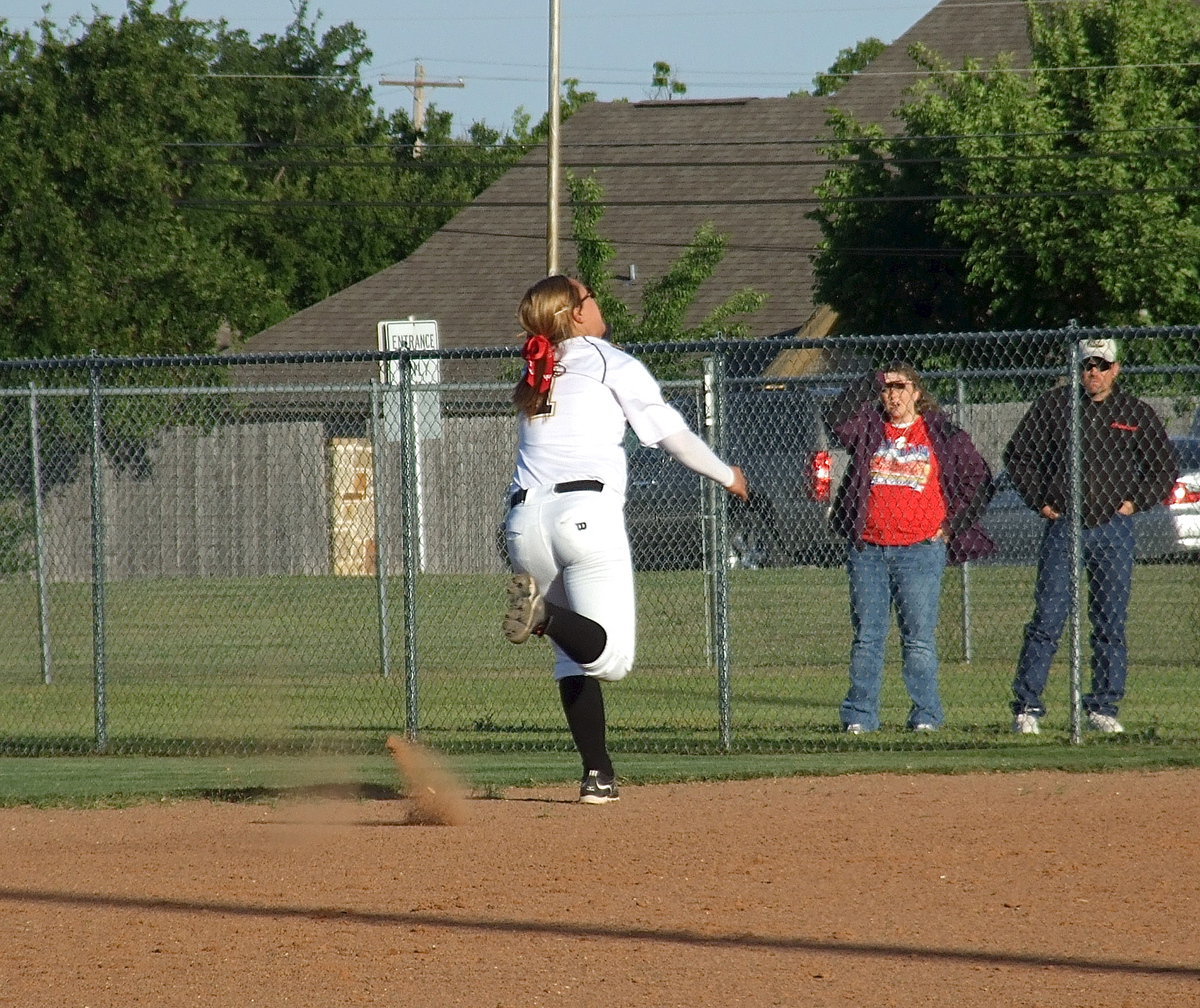 Image: Second baseman Bailey Eubank(1) chases after a popup behind first base.