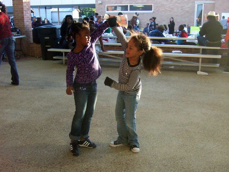 Image: These two dancers are having fun!