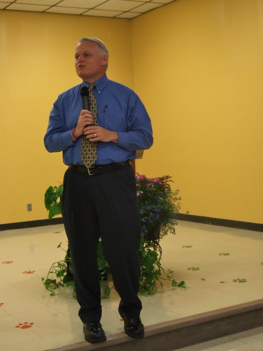 Image: Jonathan Nash (principal) thanking everyone for coming out and supporting their children.