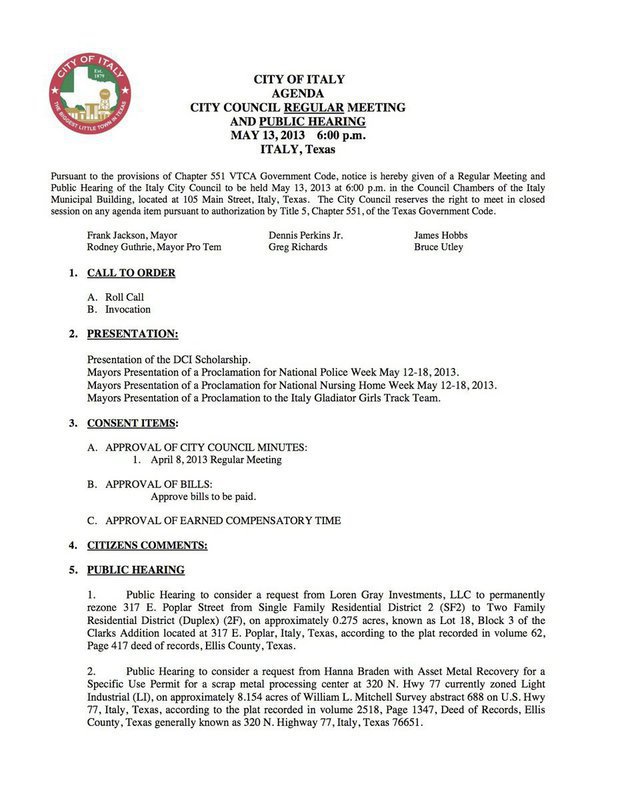 Image: Agenda – page 1