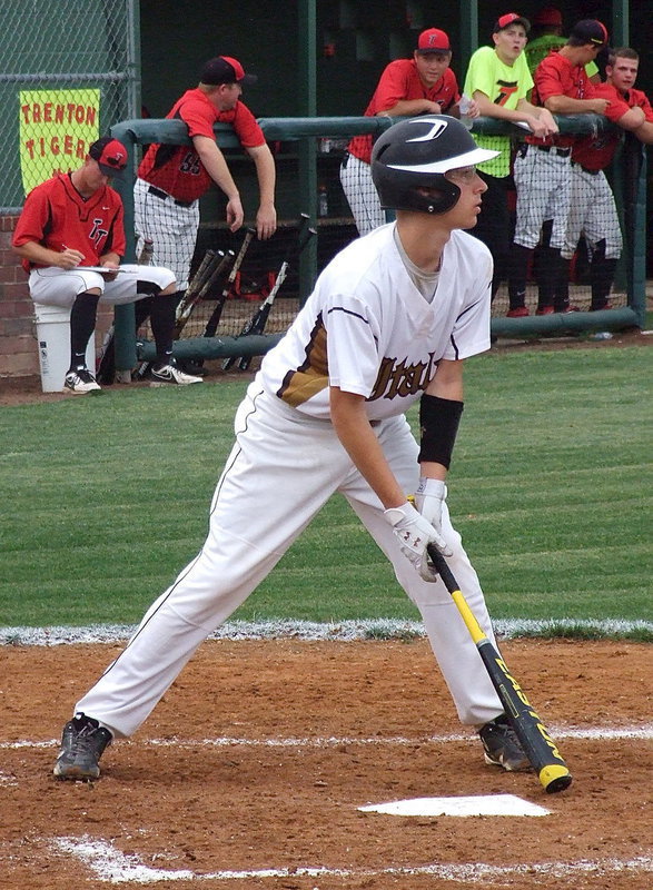 Image: Freshman Ryan Connor(17), settles in at the plate.