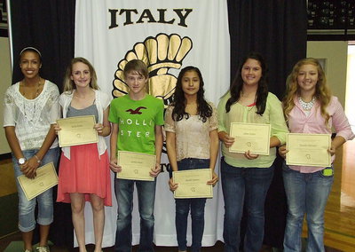 Image: 7th grade Social Studies students awarded for achieving All A’s are Emily Cunningham, Kirby Nelson, Garrett Janek, Jennifer Ramirez, Jenna Holden and Brycelen Richards.