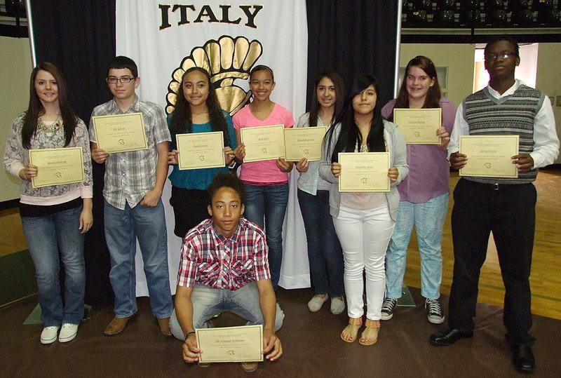 Image: NJHS Members are Brooke DeBorde, Eli Garcia, Vanessa Cantu, April Lusk, Elizabeth Garcia, Kimberly Mata, Christy Murray, Devonteh Williams and Jarvis Harris.