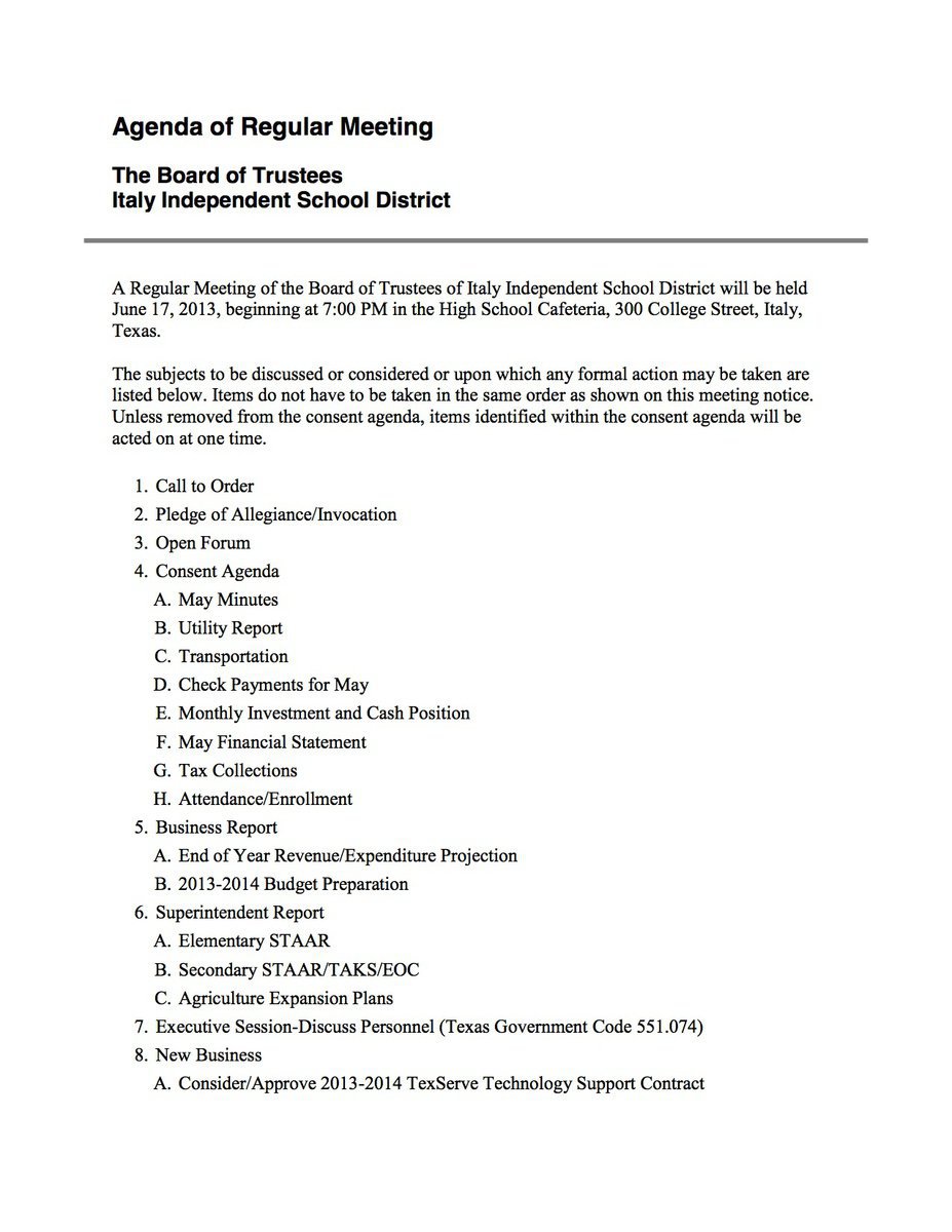 Image: Agenda – page 1