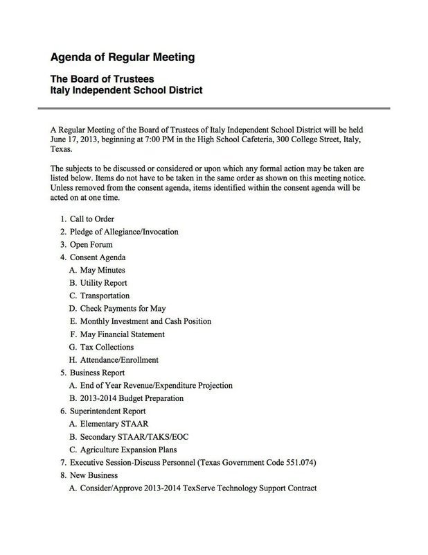 Image: Agenda – page 1