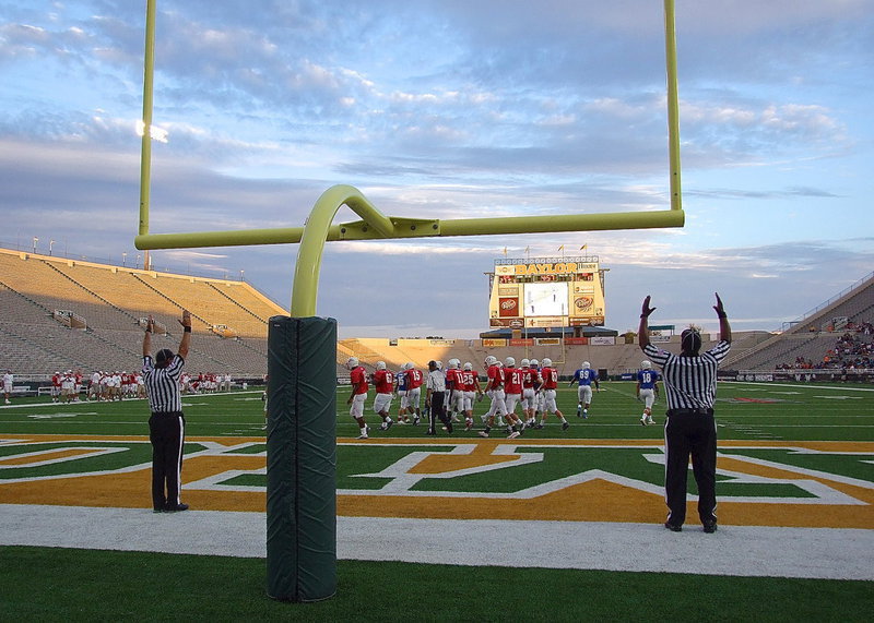 Image: The Blue Team is accurate on a point-after kick as the games nears halftime.