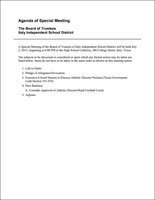 Image: The Italy ISD Board of Trustees will have a called meeting on Tuesday, July 2nd, 2013. Meeting time is slated for 6:00pm and will me held in the Italy High School Cafeteria at 300 S. College Street, Italy. The meeting is open to the public, everyone is welcome to attend.