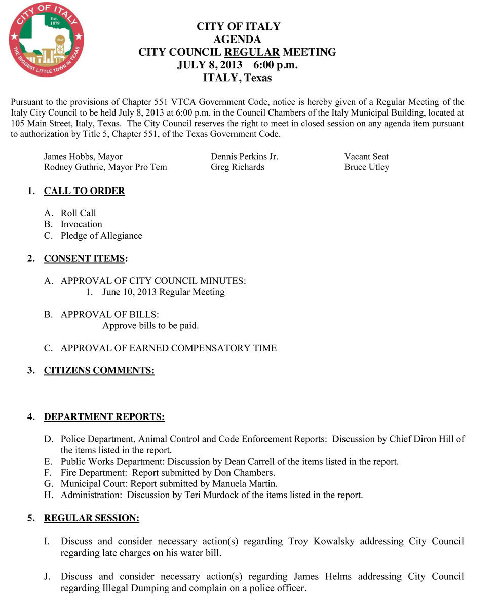 Image: Agenda – page 1