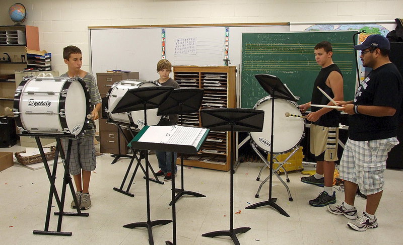 Image: Jesus Perez starts the beat for Noah Ramirez, Stockard Smithwick and Austin Crawford to follow.