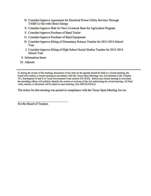 Image: School Board Meeting Agenda – page 2
