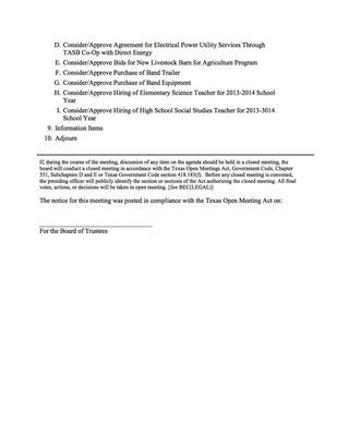 Image: School Board Meeting Agenda – page 2