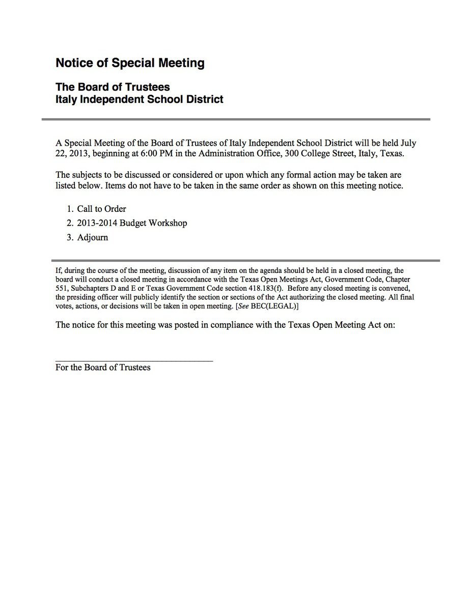 Image: Budget Workshop Agenda