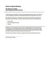 Image: Budget Workshop Agenda